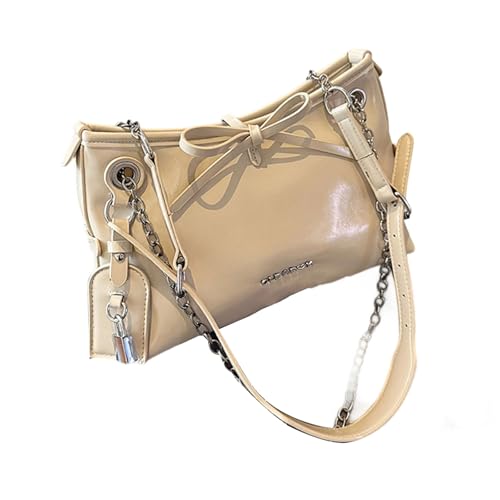 Ksikdeg Geräumige PU-Handtasche, verstellbarer langer Riemen, Umhängetasche, Crossbody-Tasche mit Schleifen, Verzierung, lässig bis Abschlussball, große Kapazität, PU-Handtasche, khaki, One Size Ksikdeg Geräumige PU-Handtasche, verstellbarer langer Riemen, Umhängetasche, Crossbody-Tasche mit Schleifen, Verzierung, lässig bis Abschlussball, große Kapazität, PU-Handtasche, khaki, One Size von Ksikdeg