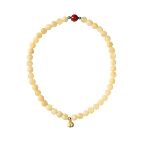 Ksikdeg Handgefertigtes Blumen-Perlenarmband, natürlicher gelber Jadestein, Vintage-Schmuck für Glück Ksikdeg Handgefertigtes Blumen-Perlenarmband, natürlicher gelber Jadestein, Vintage-Schmuck für Glück von Ksikdeg