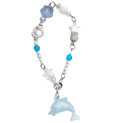 Ksikdeg Handgefertigtes Perlenarmband mit Delfin-Anhänger, süßes Stern-Armband, Schmuck für den täglichen Gebrauch oder, 21,5 cm, Perlen und Legierung von Ksikdeg