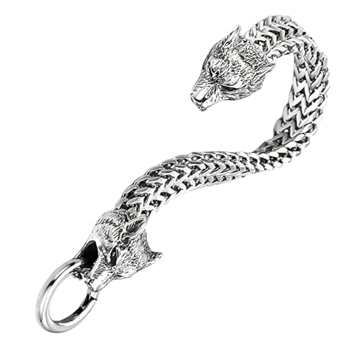 Ksikdeg Herren-Armband aus Edelstahl, Wolfskopf, modisches Design, verstellbare Länge, für den täglichen Gebrauch und besondere Anlässe, Titanstahl Ksikdeg Herren-Armband aus Edelstahl, Wolfskopf, modisches Design, verstellbare Länge, für den täglichen Gebrauch und besondere Anlässe, Titanstahl von Ksikdeg