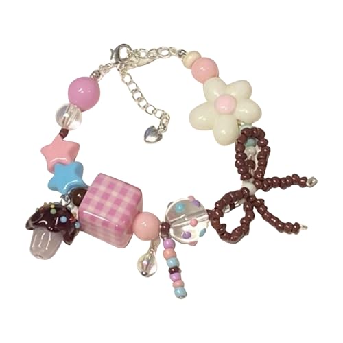 Ksikdeg Lebendiges, verstellbares Perlenarmband mit Schleife, für Damen, leichtes Armband, Schmuck, bunt Ksikdeg Lebendiges, verstellbares Perlenarmband mit Schleife, für Damen, leichtes Armband, Schmuck, bunt von Ksikdeg