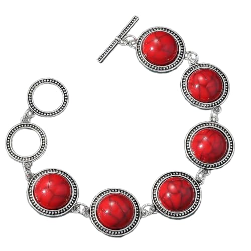 Ksikdeg Modisches Vintage-Armband mit runden Steinen, für Damen, mit stabilen Perlen und verstellbar von Ksikdeg