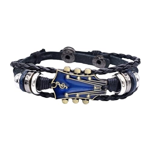 Ksikdeg Retro-Armband aus Kunstleder, Punk-Gitarre, verstellbar, geflochten, handgewebt, Schmuck für Musik, Zink Ksikdeg Retro-Armband aus Kunstleder, Punk-Gitarre, verstellbar, geflochten, handgewebt, Schmuck für Musik, Zink von Ksikdeg