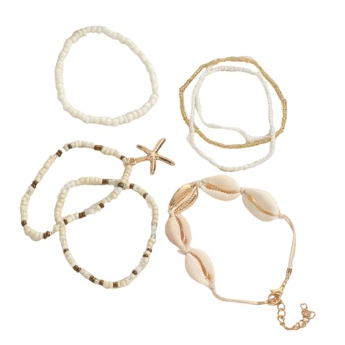 Ksikdeg Set mit 7 zarten Perlen-Armbändern, bequemer Handgelenkschmuck, Harz und Muschelstruktur für individuellen Schmuck Ksikdeg Set mit 7 zarten Perlen-Armbändern, bequemer Handgelenkschmuck, Harz und Muschelstruktur für individuellen Schmuck von Ksikdeg