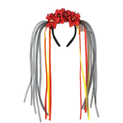 Ksikdeg Skelett-Kopfbedeckung mit Rosen, modisches Haarteil, Ornament für Halloween-Enthusiasten und Partygänger von Ksikdeg