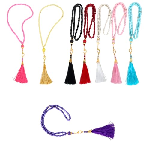Ksikdeg Stilvolles Islamik-Perlenarmband-Set mit 8 Stück, buntes stabiles Glas, Tasbih-Set, Zubehör für Muslime von Ksikdeg