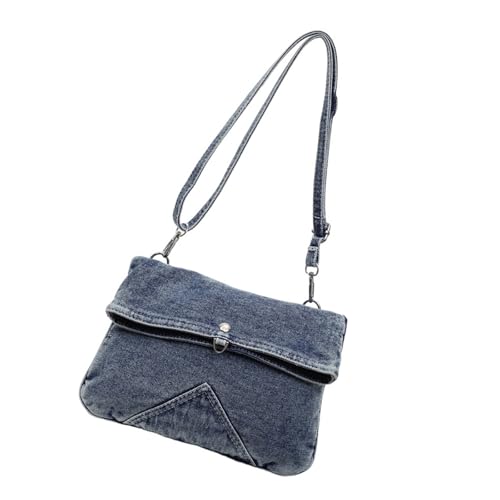 Ksikdeg Trendige Jeans-Umhängetasche im Used-Look, geräumiges Design mit mehreren Fächern, reißfester Stoff für Arbeit, Pendeln, Jeans mit mehreren Taschen, blau, One Size Ksikdeg Trendige Jeans-Umhängetasche im Used-Look, geräumiges Design mit mehreren Fächern, reißfester Stoff für Arbeit, Pendeln, Jeans mit mehreren Taschen, blau, One Size von Ksikdeg