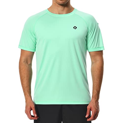 Herren Schwimmshirts Quick Dry Rash Guard UPF 50+ Sonnenschutz Angeln Strand Wassershirts Kurzarm, Grün , 4X-Large von Ksmien