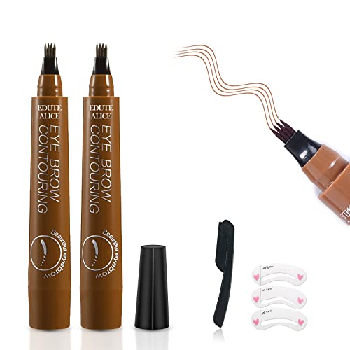 Augenbrauenstift, Ksndurn 2 Stück Hellbraun Eyebrow Pencil – Wasserfester Augenbrauen-Tattoo-Stift mit Mikro-Gabelspitze, natürlich aussehende Augenbrauen von Ksndurn