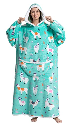 Ksnnrsng Übergroße Hoodie Decke Sweatshirt, Oversized Pullover Kapuzenpullover für Damen Herren Mädchen Teenager Hoodie Tragbare Decken Kapuzenpullover Super Weich Warme Bequeme (Alpaka-Extra lang) von Ksnnrsng