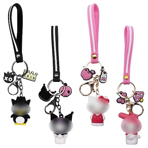 4pcs Cartoon Anime Keychain, Kawaii Cute Cartoon, Pinguin und Hunde Schlüsselanhänger, Womens Purse Charms, Zubehör Schlüsselanhänger für Unisex von Ksopsdey