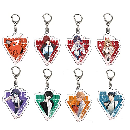 Ksopsdey 8 Stück Chainsaw Man Schlüsselanhänger Anime, Acryl Schlüsselanhänger Anime, Anhänger Schlüsselring Keyring für Schultasche Federmäppchen Schlüssel von Ksopsdey