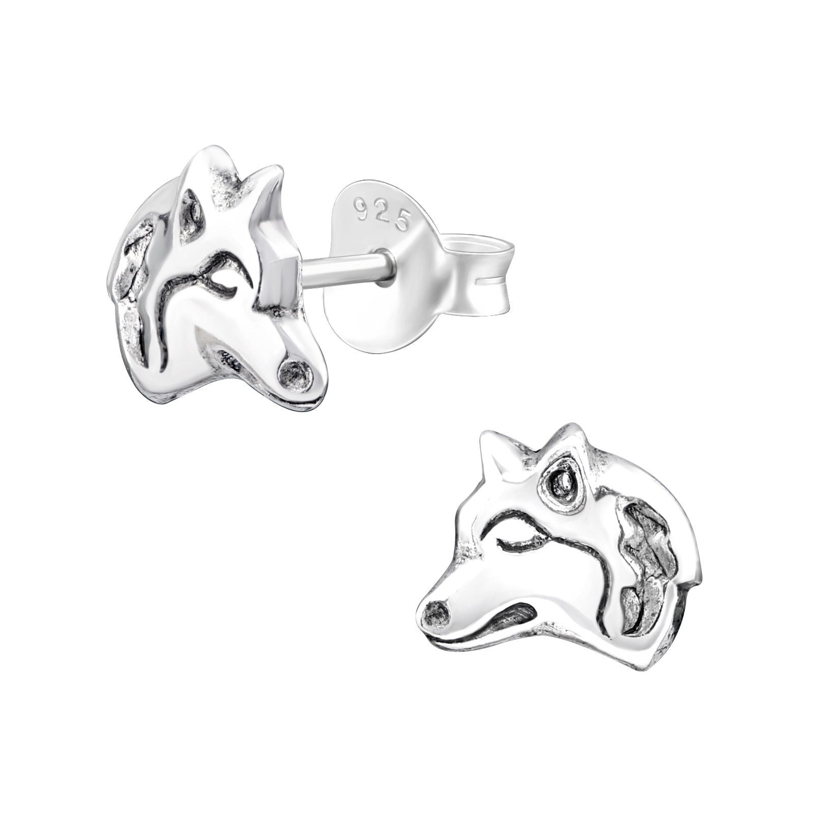 Wolf Ohrstecker/Tier Ohrringe/Kinder Ohrringe/Schmuck/Mode Ohrstecker/Mädchen/925 Sterling Silber/Bar Ohrstecker/Kinder/Erwachsene/Alpha von KstudzShop