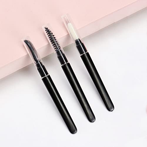 Ksvsonrvi 3-teilig Mini Augenbrauenbürste, Wimpernbürste, Lippenpinsel Set mit Kappe, wiederverwendbare tragbare Mascara Stäbe Lippenstift Make-up Pinsel Applicators Kits von Ksvsonrvi
