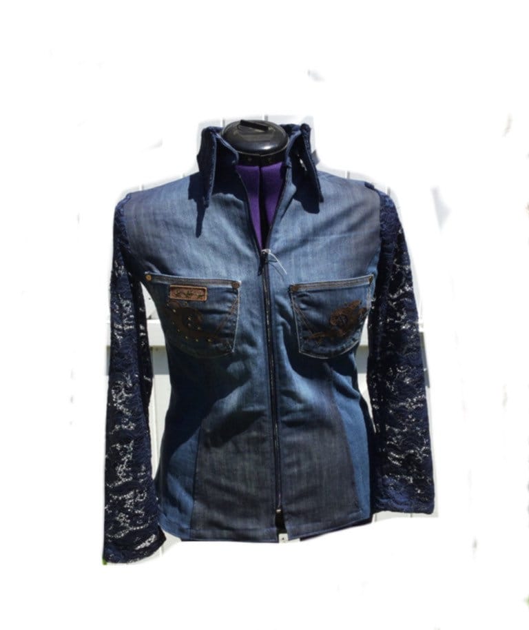 Hemd Aus Recyceltem Denim Und Spitze. Größe L Hemd Aus Recyceltem Denim Und Spitze. Größe L von Kswesternwear