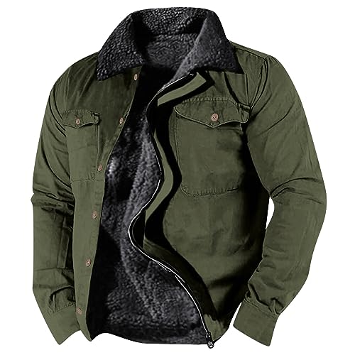 Arbeitsjacke Herren, mit Fell Gefüttert 6Xl Winterarbeitsjacken Übergangsjacke Herbst Warm Winter Arbeitsjacke Herren-Jacken Übergang Baumwolle Atmungsaktiv mit Kragen Pilotenjacke Winterjacke von Kswlwccpp