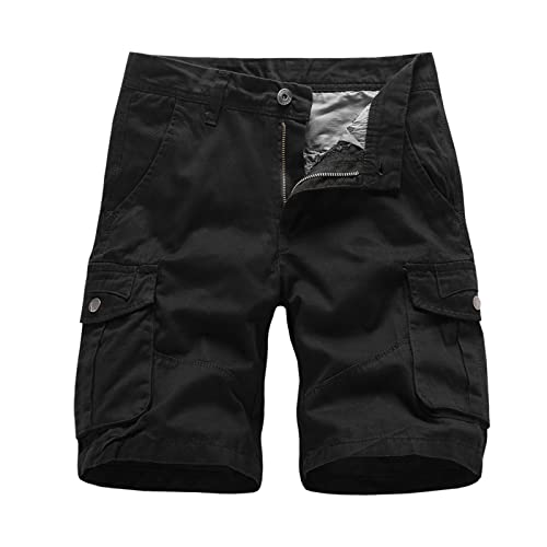 Cargo Shorts Herren: Sommer mit Taschen Elastische Taille Stretch Chino Shorts Freizeithose Einfarbig Übergröße Baumwolle High Waist Cargo Shorts Herren-Shorts Sport Slim Fit Cargohose Kurze Hosen von Kswlwccpp