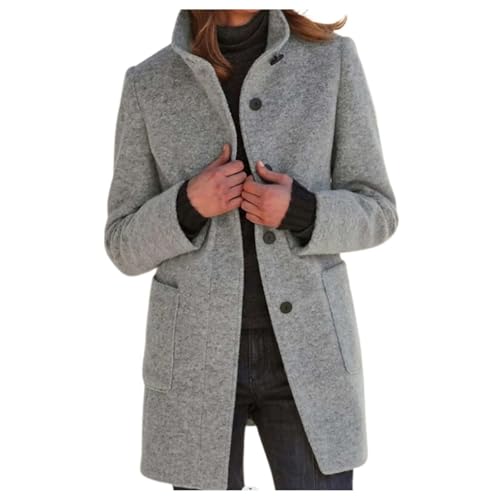 Herbstmantel Damen Elegant,Wollmantel Damen Wolle Zweireihiger Elegant Lang Trenchcoat Wintermantel Winter Große Größen Wollmantel Dufflecoat Warm Blau Übergangsmantel Warme Jacke von Kswlwccpp