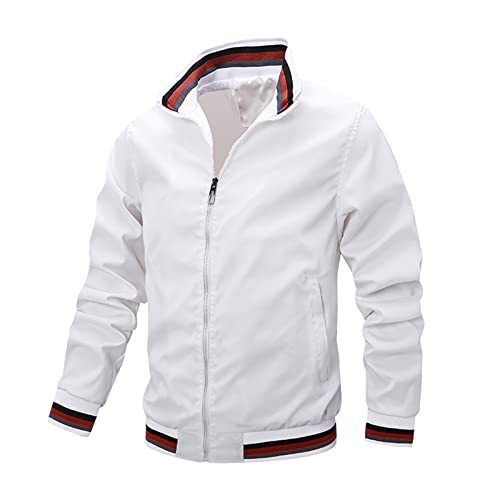 Herren-Jacken Übergang, Retro Umlegekragen Sport mit Reissverschluss Bomberjacke Fliegerjacke Dünn Leicht Casual 3Xl Sommerjacke Übergangsjacke Frühling Grosse Grössen Sweatjacke Baseball Jacke von Kswlwccpp