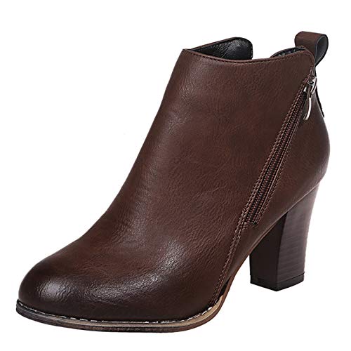Kswlwccpp Ankle Boots Damen Mit Absatz: Winter Wasserdicht Spitz Sexy Ankle Boots Biker Boots Weite H Elegant Warme Damen Stiefel Winterschuhe Schwarz Bequem Stiefeletten Winterstiefel von Kswlwccpp