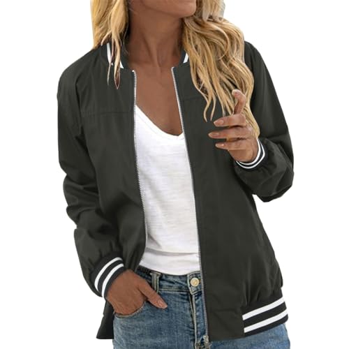 Kswlwccpp Blouson Jacke Damen: Langarm Zip Up Übergang Frühlingsjacke Leicht Elegant Bomberjacke College Jacke Frühling Schwarz Casual Damen-Jacken Übergangsjacke Kswlwccpp Blouson Jacke Damen: Langarm Zip Up Übergang Frühlingsjacke Leicht Elegant Bomberjacke College Jacke Frühling Schwarz Casual Damen-Jacken Übergangsjacke von Kswlwccpp