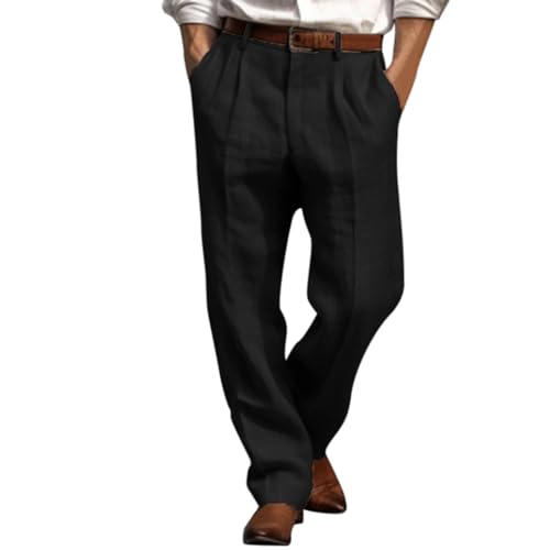 Kswlwccpp Bundfaltenhose Herren Mit Gummizug Baggy Lang Stoffhose Chinohose Elegant Stretch Weites Bein Bundfaltenhose Anzughose Leicht Übergröße Slim Fit Business Hose Chino Hose von Kswlwccpp