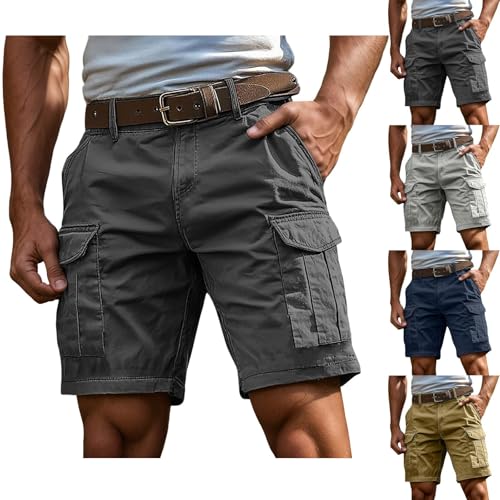 Kswlwccpp Cargohose Herren Kurz, Cargo Shorts Herren - Kurz Arbeitshosen Sommer Stretch Bermuda Arbeitsshorts 2025 Baggy Cargohose mit Reißverschluss und Taschen von Kswlwccpp