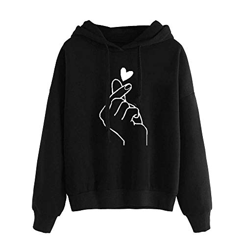 Kswlwccpp Damen Pullover, Hoodie Damen, Heartbeat Print mit Kapuze Sweatshirt, Winter Pullover, Warm Oversize Pulli Modische Kapuzenpullover für Damen von Kswlwccpp
