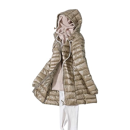 Kswlwccpp Damen Steppmantel Glänzend Leicht Winter Steppmantel Puffer Mantel Übergang Lang Warm Atmungsaktiv Wintermantel Daunenmantel Elegant Gesteppt Gefüttert Softshelljacke Langer Mantel von Kswlwccpp