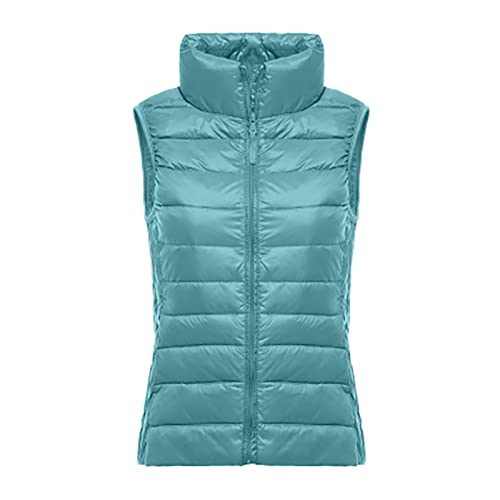 Kswlwccpp Damen-Westen, Glänzend Große Größen Kurz Gilet Weste Damen-Westen Elegant Leicht Herbst Ärmellose Weste Daunenweste Winter Grün Sport Warm Damen Westen Steppweste von Kswlwccpp