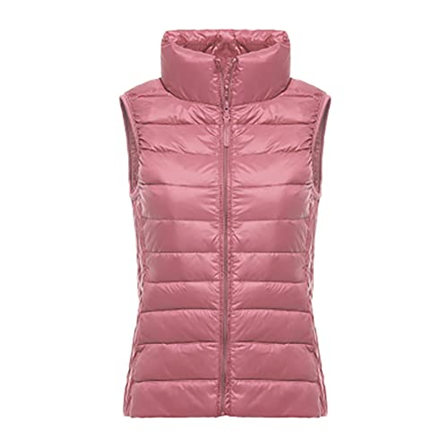 Kswlwccpp Damen-Westen, Glänzend Große Größen Kurz Gilet Weste Damen-Westen Elegant Leicht Herbst Ärmellose Weste Daunenweste Winter Grün Sport Warm Damen Westen Steppweste von Kswlwccpp