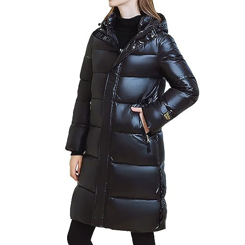 Kswlwccpp Daunenmantel Damen Lang, Glänzend Gefüttert Wintermantel Steppmantel 48 Warm Atmungsaktiv Puffer Mantel Daunenjacke Winter Gesteppt Leicht Elegant Langer Mantel Daunenmantel von Kswlwccpp