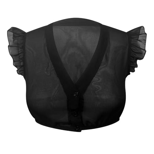 Kswlwccpp Dirndlbluse Schwarz, Dirndl Bluse Damen Schwarz - Flügelärmel Spitze Trachtenblusen 2025 V Ausschnitt Oktoberfest Dirndlbluse von Kswlwccpp