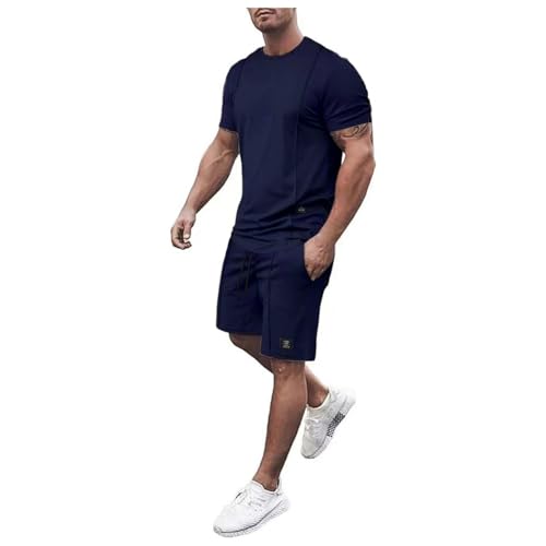 Kswlwccpp Festival Outfit Herren Shorts und Tshirt Set Baggy Weinrot Sommer Sport Set Sommer Set Basic Original Casual Komplett Trainingsanzug Sommer Outfit Baumwolle 2 Teiler Tracksuit Sportanzug von Kswlwccpp