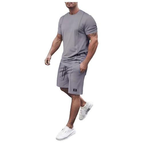 Kswlwccpp Festival Outfit Herren Shorts und Tshirt Set Baggy Weinrot Sommer Sport Set Sommer Set Basic Original Casual Komplett Trainingsanzug Sommer Outfit Baumwolle 2 Teiler Tracksuit Sportanzug von Kswlwccpp