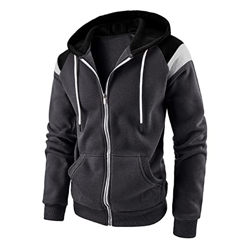 Kswlwccpp Fliegerjacke Herren Dünn Retro Leicht Sport College Jacke Übergangsjacke 3Xl mit Kapuze Casual Frühling Herren-Jacken Bomberjacke Grosse Grössen mit Reissverschluss Sweatjacke Kapuzenjacke von Kswlwccpp