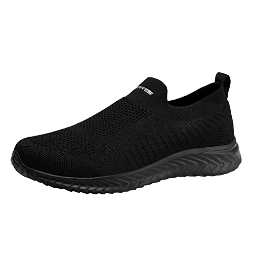 Kswlwccpp Freizeitschuhe Herren: Rutschfest Leicht Atmungsaktiv Schwarz Sportschuhe Hallenschuhe Extra Breit Mesh mit Schnürsenkel Outdoor Walkingschuhe Laufschuhe mit Dämpfung Running Herren Sneaker von Kswlwccpp