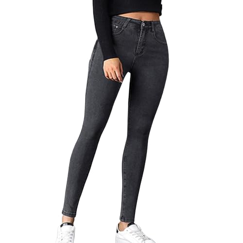 Kswlwccpp Gefütterte Jeans Damen: Skinny Beinweite Slim Fit Winter Thermo Jeggings High Waist Jeans Warme High Waist Straight Fleece Gefütterte Jeans Thermohose Stretch Bequem Jeanshose Thermojeans von Kswlwccpp