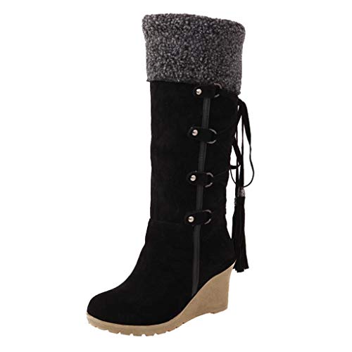 Kswlwccpp Gefütterte Stiefel Für Damen: Schnürboots Schnürstiefeletten Wasserdicht Schlupfstiefel Winterschuhe Winter Elegant Warm Leder Winterstiefel Stiefeletten mit Absatz Winterboots Winter Boots von Kswlwccpp