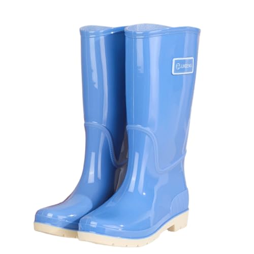 Kswlwccpp Gummistiefel Damen Festival, Breite Füße Weit Outdoor Boots Gummistiefeletten Rutschfest Wasserdicht Hoch Regenschuhe Weitschaft 37 Bequem Regenstiefel Gummistiefel von Kswlwccpp