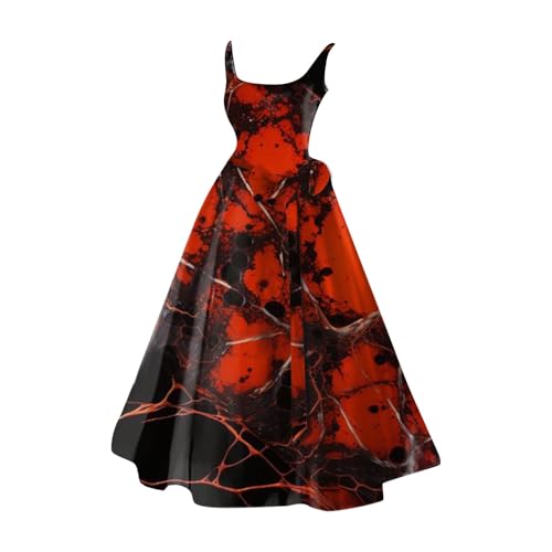 Kswlwccpp Halloween Kostüm Damen Gruselig Blutige Zombie Braut Kostüm Horror Elegant Brautkleid Ärmellos Aufdruck Halloween Kleid fur Damen von Kswlwccpp