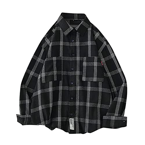 Kswlwccpp Herren Hemd Langarm, Übergröße Regular Fit Winter Casual Freizeithemden Herren Hemd Extra Lang 4XL Bügelfrei Gefüttert Kariertes Hemd Arbeitshemd Flanell Holzfällerhemd Flanellhemd von Kswlwccpp