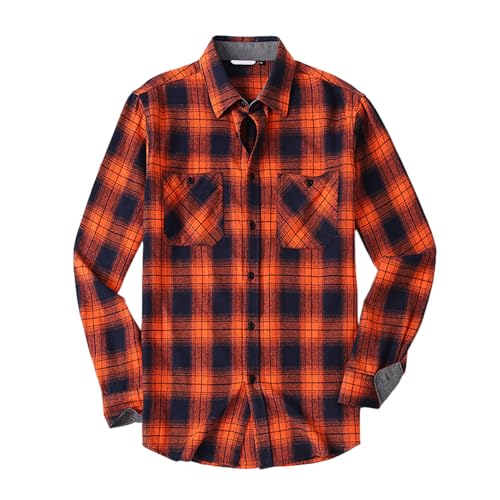 Kswlwccpp Herren Hemd Langarm 5XL Casual Bügelfrei Extra Lang Holzfällerhemd Flanellhemd Flanell Gefüttert 4XL Freizeithemden Herren Hemd Winter Regular Fit Oberhemden Kariertes Hemd von Kswlwccpp
