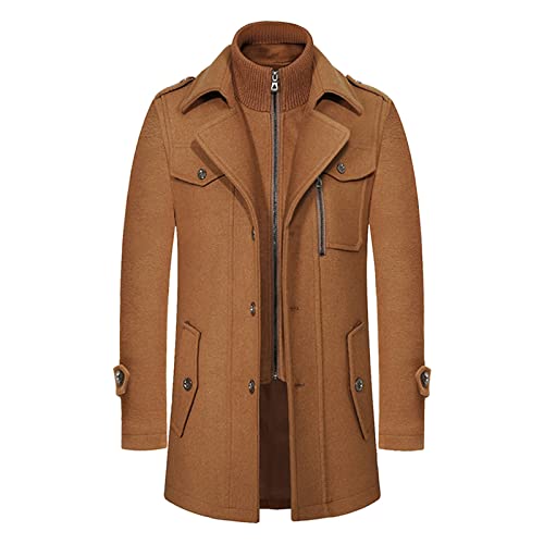 Kswlwccpp Herren Mantel Übergröße 4Xl Outdoor Trenchcoat Kurzmantel Winter Warm Wolle Herren-Mäntel Wintermantel Zweireihig Kurz Stehkragen Slim Fit Lodenmantel Wollmantel von Kswlwccpp