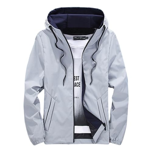 Kswlwccpp Herren Sommerjacke Leicht mit Kapuze Atmungsaktiv Dünne Sommer Jacken Übergangsjacke Langarm Sportlich Übergröße Herren Jacke Leichte Elegant 3xl Casual Bomberjacke Blouson Jacke von Kswlwccpp