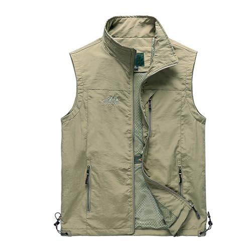 Kswlwccpp Herrenwesten Sommer Leicht Kurz Sportlich Outdoor Weste Herrenwesten Softshell Dünn Ärmellose Arbeitsweste Sommerweste Elegant Mit Vielen Taschen Sportweste Anglerweste von Kswlwccpp