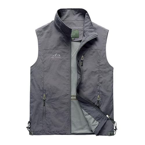 Kswlwccpp Herrenwesten Sommer Leicht Kurz Sportlich Outdoor Weste Herrenwesten Softshell Dünn Ärmellose Arbeitsweste Sommerweste Elegant Mit Vielen Taschen Sportweste Anglerweste von Kswlwccpp