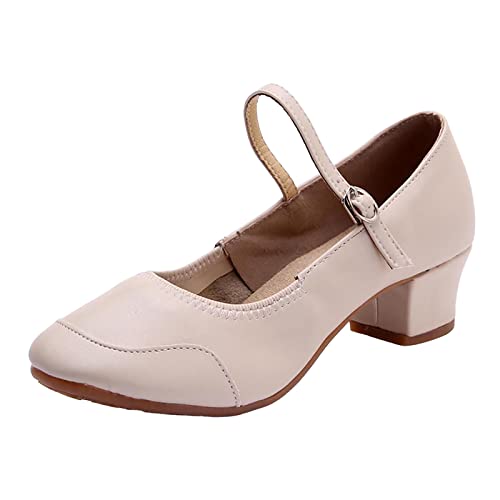 Kswlwccpp Hochzeitsschuhe Damen, Bequem Elegant Blockabsatz Pumps Sandaletten Mit Absatz Klassische Absatzschuhe Damen Sandalen High Heels Leder Hohe Schuhe Spitz Brautschuhe Sommerschuhe von Kswlwccpp