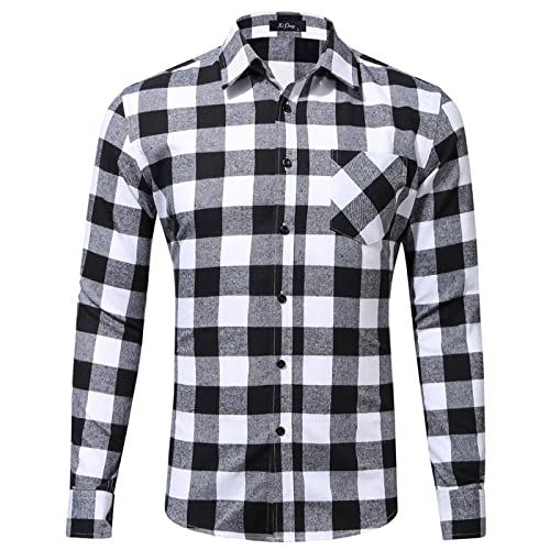 Kswlwccpp Kariertes Hemd Herren: Extra Lang Baumwolle Casual Flanell Flanellhemd Holzfällerhemd Bügelfrei Winter Regular Fit Langarm Freizeithemden Herren Hemd 4XL Gefüttert Karohemd von Kswlwccpp