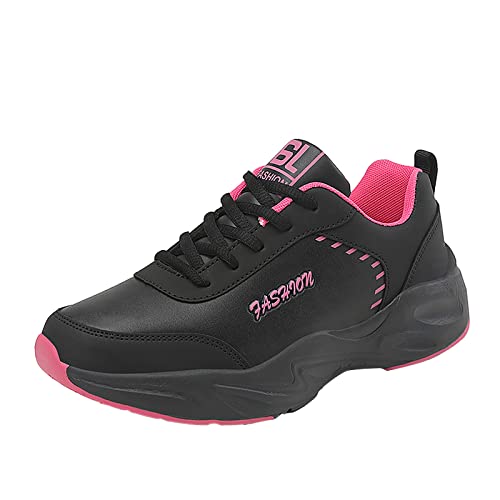 Kswlwccpp Laufschuhe Damen Wasserdicht, Schwarz Elegant mit Schnürung 40 Laufschuhe Turnschuhe Flach Wasserdicht Freizeit Atmungsaktiv Damen Sneaker Running Leder Outdoor Schuhe Sportschuhe von Kswlwccpp